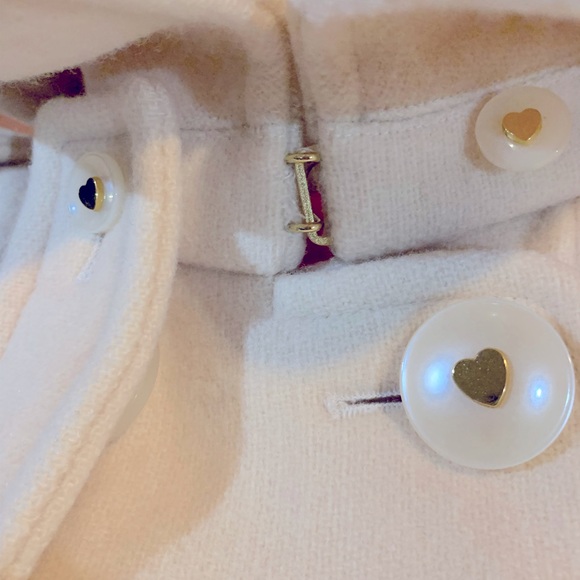 Rare Cream Betsey Johnson Pea Coat with Gold Heart on buttons - Size 4 - Picture 6 of 11